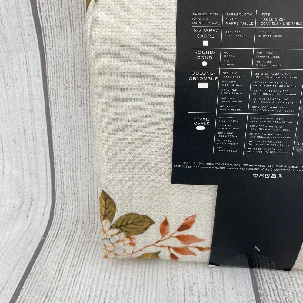 Nicole Miller Tablecloth 60x144 Cream Floral Bird Oblong Autumn Fall Harvest